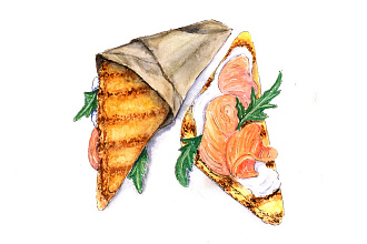 Food sketching, акварельные рисунки еды