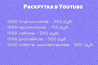 Раскрутка Youtube - 1700 живых подписчиков