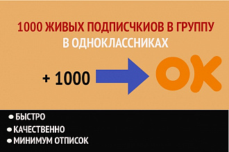 Добавлю 1000 живых подписчиков в группу Одноклассников
