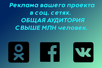 100 постов с ссылками в группах соц. сетях в VK, одноклассники и facebook