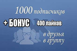 1000 подписчиков в ВК в группу или страницу + Бонус