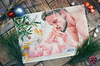 Портрет. Техника акварель, цветные карандаши