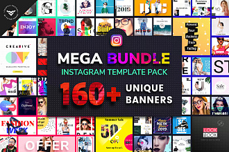 ПАКЕТ шаблонов instagram MEGA bundle, 160+ уникальных баннеров