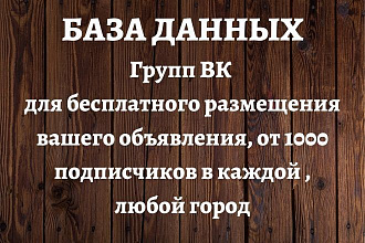 База данных групп ВК для бесплатного размещения вашего объявления