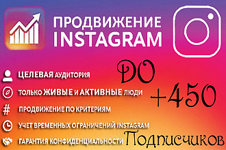 250-450 живых целевых подписчиков в ваш instagram. Без ботов
