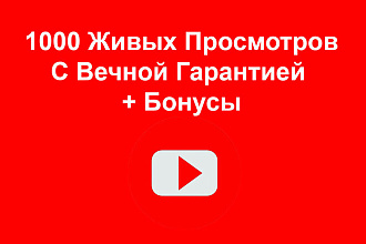 1000 Живых Просмотров YouTube с Вечной Гарантией От Списаний