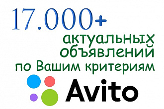 Соберем 17000 свежих объявлений Avito. Ваша категория, город и запрос