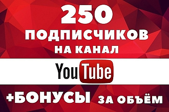 Прокрутка канала на YouTube 250 подписчиков + бонус