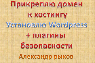Прикреплю домен на хостинг, установлю WordPress + плагины безопасности