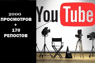 2000 просмотров + 170 репостов на видео в YouTube