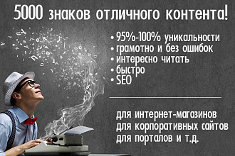 Качественный интересный грамотный уникальный текст быстро!