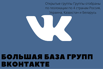 Большая база групп ВК по странам и категориям