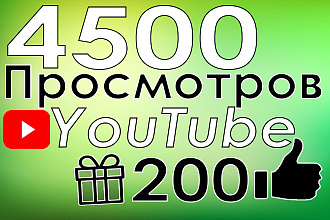 4500 просмотров YouTube +200 лайков