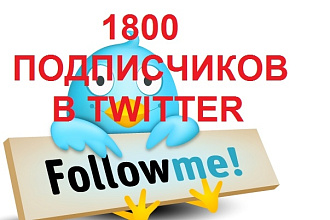 1800 подписчиков на аккаунт в Twitter