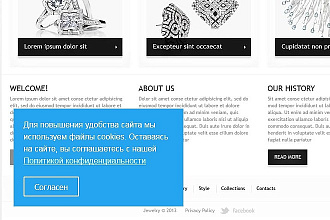 Добавление блока Политика использования cookie-файлов