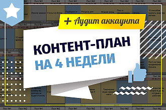Контент-план на 4 недели, актуальные темы, аудит аккаунта