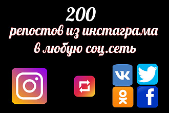Репост из инстаграма в любую соц. сеть ВК, ОК, фейсбук, твитер
