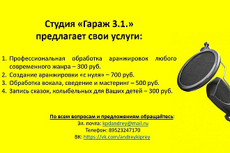 Сделаю качественное сведение и мастеринг аудио материала