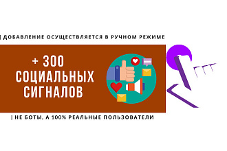 + 300 социальных сигналов из соц сетей на ваш сайт от реальных людей