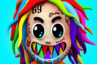 Сделаю 3D арт в стиле 6ix9ine
