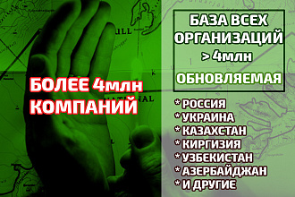База всех организаций России, СНГ. 4 млн+. Обновляемая