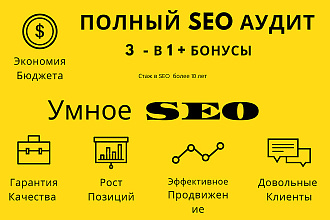 Профессиональный SEO аудит сайта 3 в 1 - все включено + бонусы