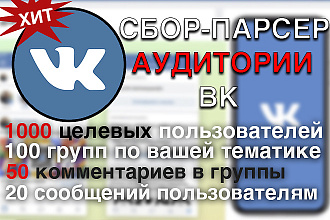 Сбор, Парсер аудитории ВК 1000 целывых пользователей