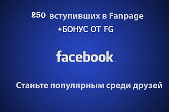 Добавлю 250 подписчиков на паблик FanPage, с бонусами