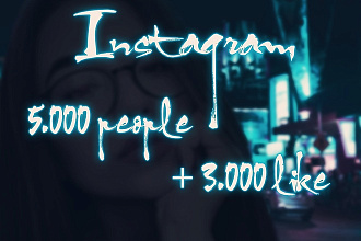 5000 Подписчиков в вашем профиле Instagram+bonus 3000 лайков