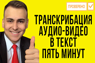 Транскрибация 5 минут, аудио в текст, видео в текст