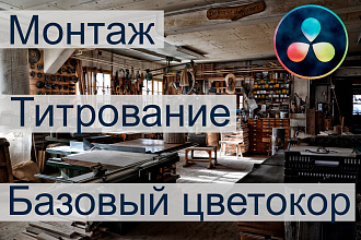 Монтаж, базовый цветокор, титрование видео