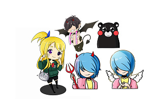 Портрет фан - арт в стиле Chibi Digital Art Cartoon Anime