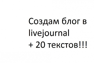 Создам блог в livejournal и добавлю туда 20 текстов из интернета