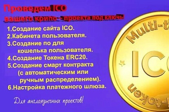 ICO, IEO под ключ. Сайт, кошелёк, платежный шлюз, смарт контракт токен