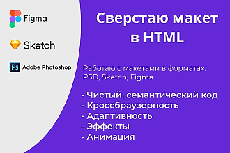 Вёрстка страницы из макета PSD, Figma или Sketch