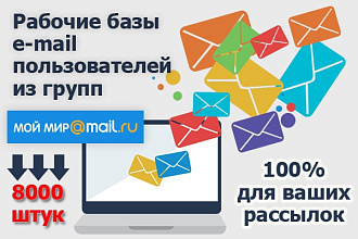 Соберу 8000 тысяч рабочих e-mail из тематических групп mail.ru