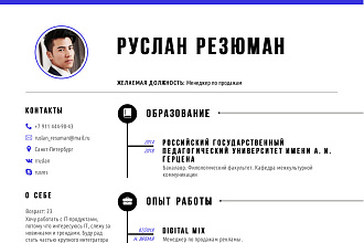 Напишу хорошее, современное резюме. Быстро выполняю заказы