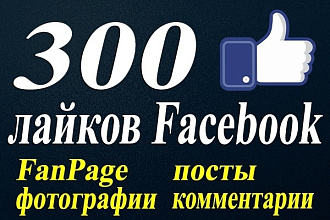 300 лайков на страницу fanpage, пост, фотографию или комментарий
