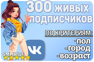 300 Подписчиков Вконтакте по городу, полу, возрасту . Vk