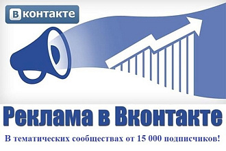Рекламный пост в тематическом паблике ВК с подписчиками более 15к