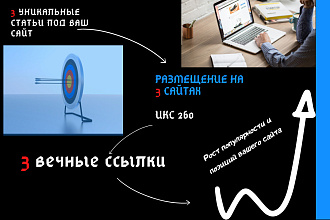 3 ссылки, 3 статьи, 3 сайта. На собственных сайтах вечные ссылки