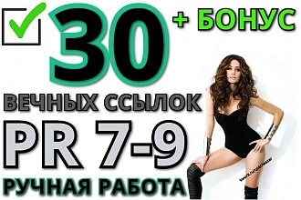 30 вечных ссылок с PR 7-9, вывод в топ, ручная работа + бонус