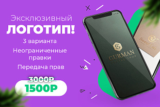 Эксклюзивный логотип. Неограниченные правки, формат для соц-сети