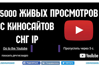 5000 живых просмотров на Youtube с уникальным ip
