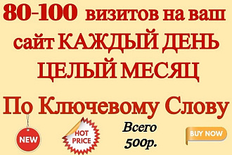 80-100 посетителей на Ваш сайт по ключевому слову