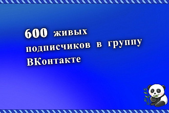 600 подписчиков в группу ВКонтакте, без списаний
