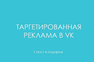 Настрою таргет Вконтакте. 1 пост в подарок