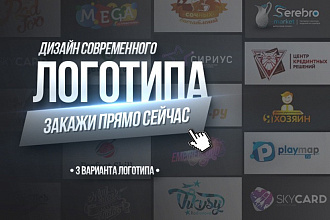 3 Варианта логотипа. Исходники в Подарок