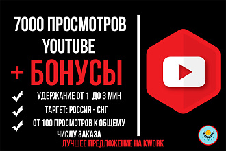 7000 просмотров Ваших видео на YouTube с гарантией от списания