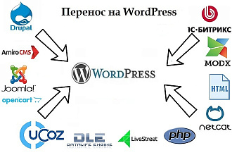 Перенос сайта на CMS Wordpress, DLE. Установлю CMS на хостинг